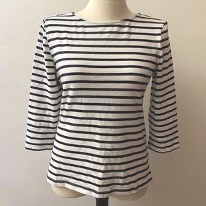 Amour Vert Nila Cut-Out Back Top Size L | French Stripe with Cute Button Back